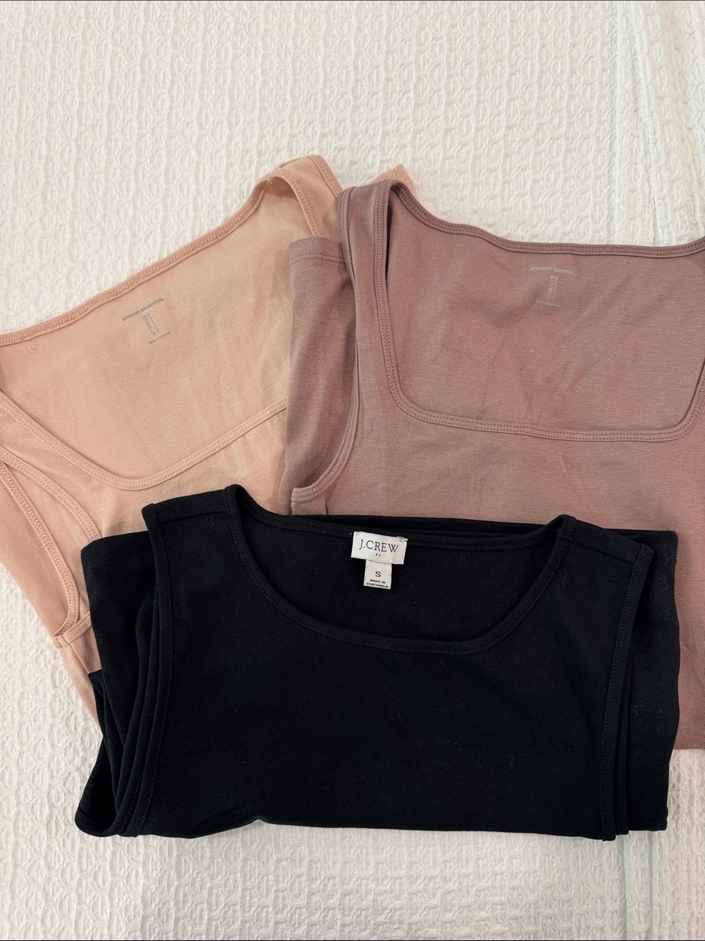 J. Crew/Amazon Essentials Tank Tops - Black, Blush, Mauve (Set of 3)